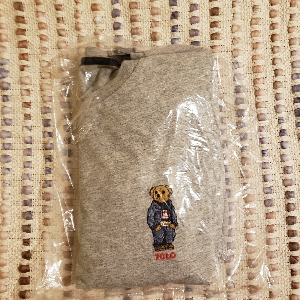 Mens Med Long Sleeve Gray Tagless Ralph Lauren Tee